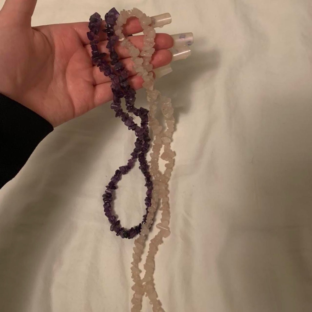Real Amethysts And Rose Quartz Necklaces